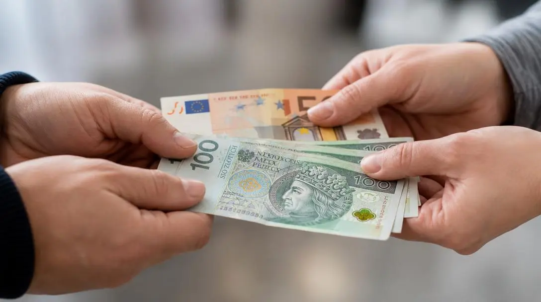 Ile złotych otrzymasz za 250 euro według podanego kursu przeliczeniowego?